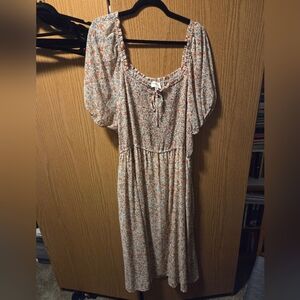 Hayden Floral Print Maxi Dress in Orange and Cream